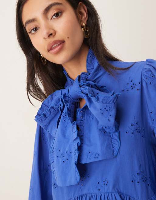 Sister Jane Meadow bow mini dress in broderie anglaise blue | ASOS
