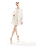 [sister jane] Sister Jane Memoir floral mini dress in ivory floral-White XS Ivory floral