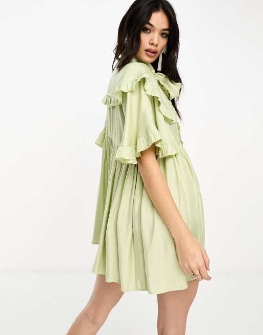 Sister Jane metallic ruffle mini dress in green, 2 of 4