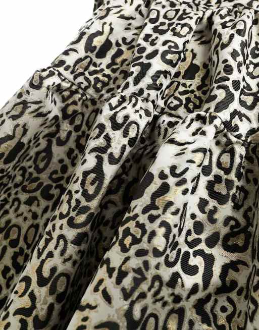 Sister Jane – Metallisk, leopardmönstrad, panelsydd miniklänning i jacquard, 4 av 4