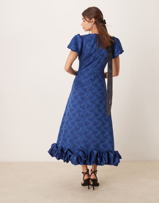 Sister Jane - Midaxikjole med boblesøm og midnatssløjfeprint - Kun hos ASOS, 4 af 4