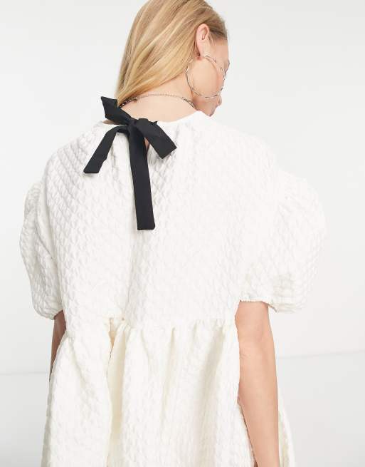 Sister Jane midi smock dress in ivory heart jacquard | ASOS