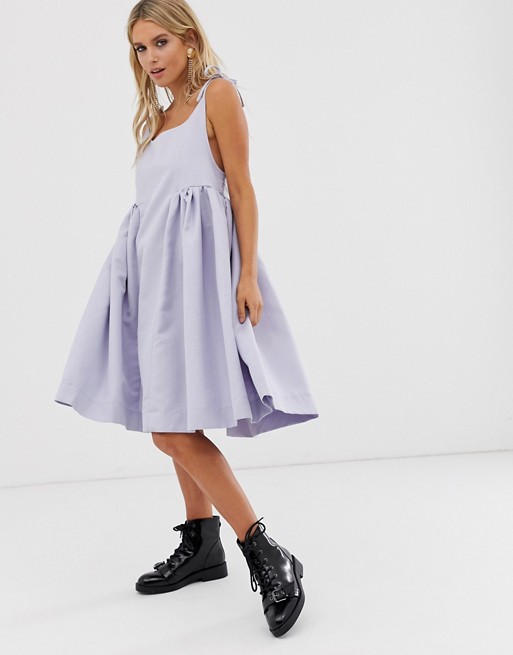 Sister Jane mini cami dress with tie shoulders and volume skirt