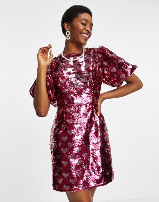 Sister Jane mini dress in all over sequin hearts - ASOS Price Checker