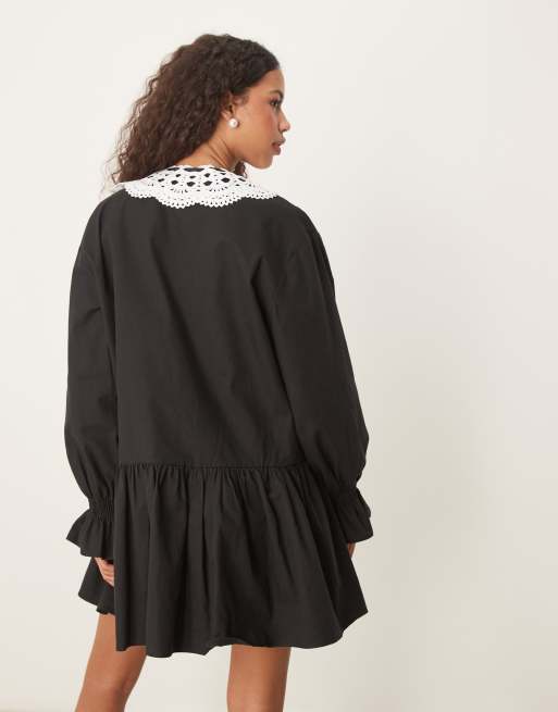 Sister Jane - Mini-jurk met oversized kraagje in zwart, 2 van 4