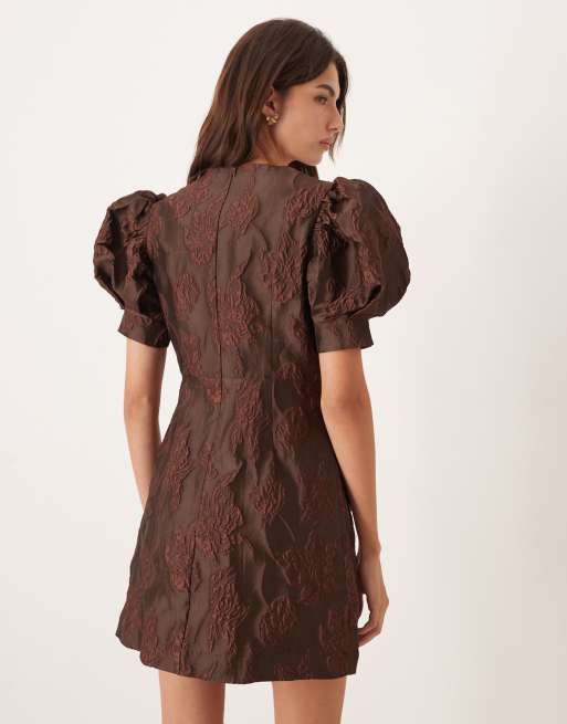 Sister Jane - Mini-jurk van jacquard in chocoladebruin, 3 van 4