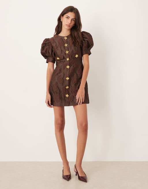 Sister Jane - Mini-jurk van jacquard in chocoladebruin, 4 van 4