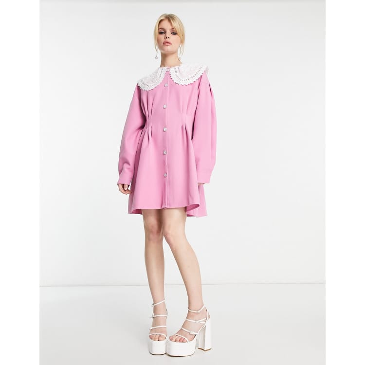 Sister Jane Buoy Bow-jacquard Woven Mini Dress Navy Sister Jane