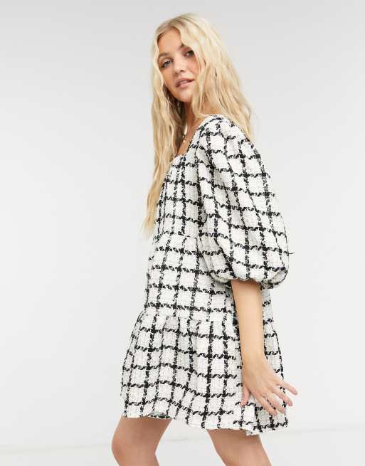 Sister Jane mini smock dress in ivory tweed