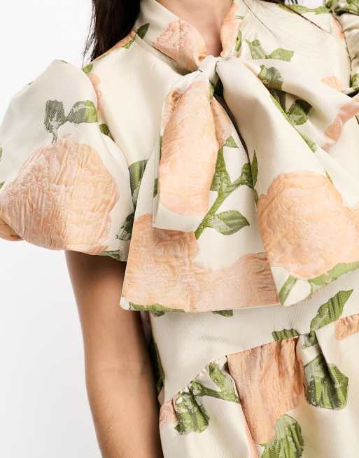 Sister Jane – Minikleid in Creme mit Jacquard-Muster und übergroßer Schleife, 4 von 4