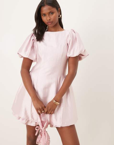 Sister Jane – Minikleid in Hellrosa mit Puffärmeln und Rüschen - view 1