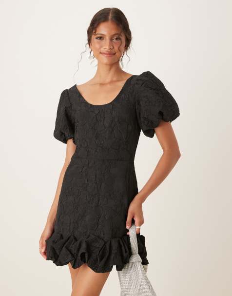 Sister Jane – Minikleid in Schwarz mit Puffärmeln und Ballonsaum - view 1