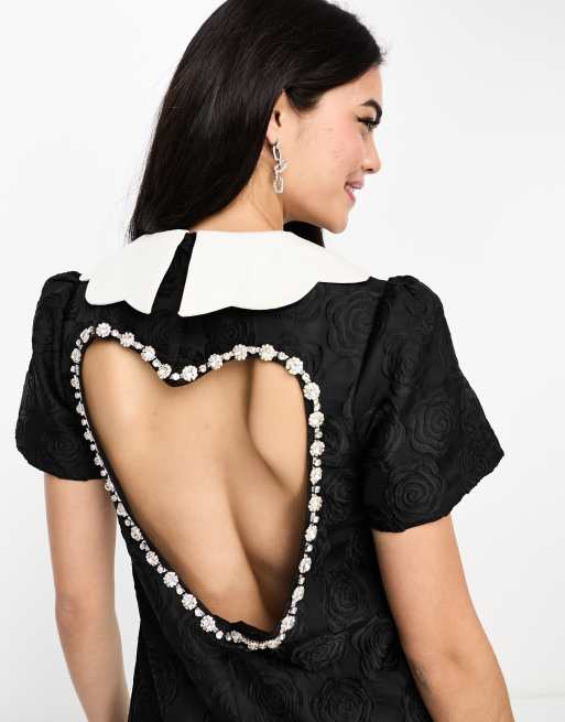 Sister Jane – Minikleid in Schwarz mit verziertem Herzausschnitt, 2 von 4