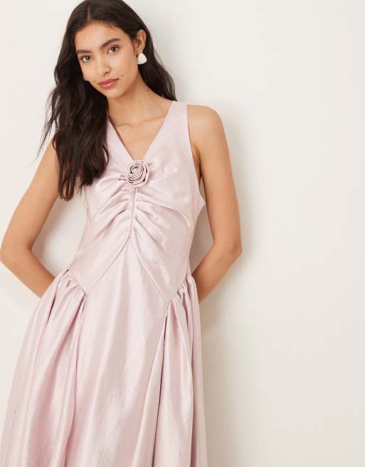 Sister Jane Muse sleeveless corsage detail hip pleats taffeta