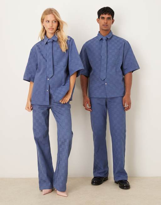 Sister Jane – Niebieskie jeansy unisex w szachownicę, część zestawu