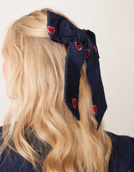 Sister Jane - Nœud à cheveux en denim avec détails brodés - Bleu, 3 de 3