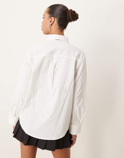 Sister Jane ocean star embroidered blouse in pearl ivory