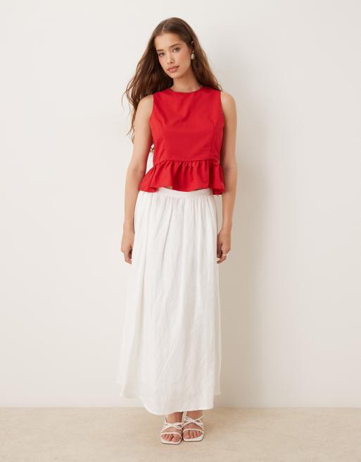 Sister Jane open back peplum top in red | ASOS