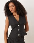 [sister jane] Sister Jane open collar diamante waistcoat in black (part of a set) XS BLACK