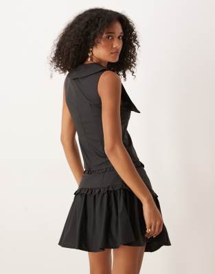 Sister Jane Open Collar Rhinestone Vest In Black