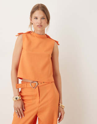 Sister Jane – Orange topp med rosettdetalj - view 1