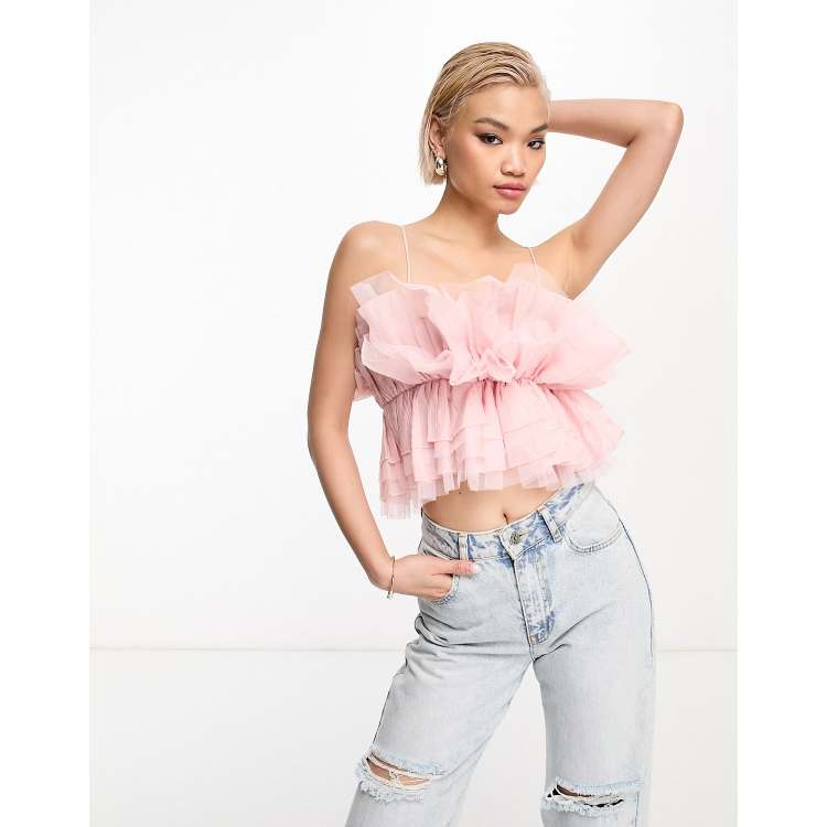 Ruffle tube store top with straps