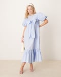 [sister jane] Sister Jane oversized bow midi dress in light blue S Cornflower Blue