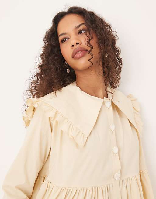Sister Jane oversized collar frill mini dress with heart Sister Jane oversized collar frill mini dress with heart