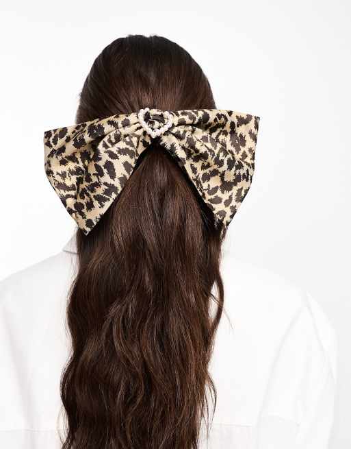 Sister Jane - Oversized hårklemme med sløjfe og leopardprint, 4 af 4