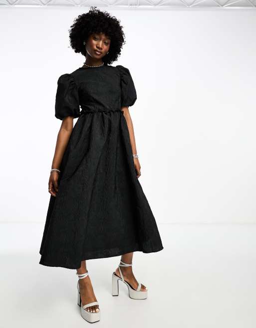 Sister Jane oversized jacquard midaxi dress in black