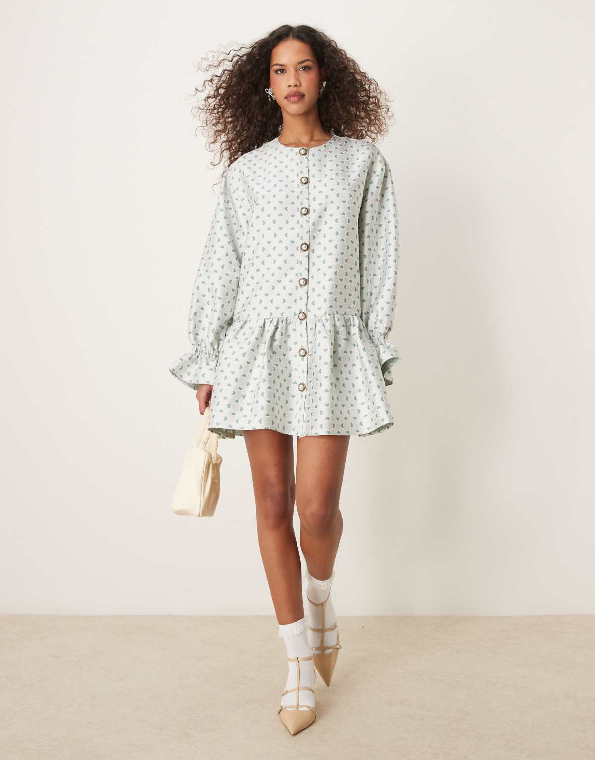 Sister Jane oversized jacquard mini dress in light green