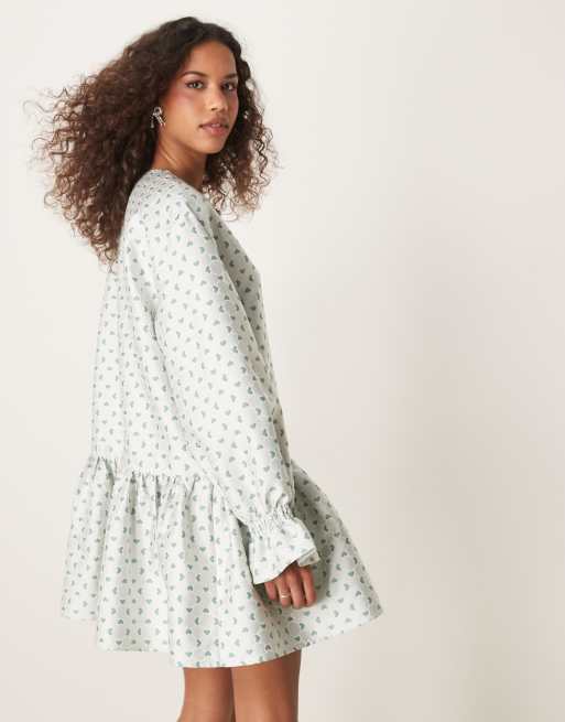 Sister Jane oversized jacquard mini dress in light green | ASOS