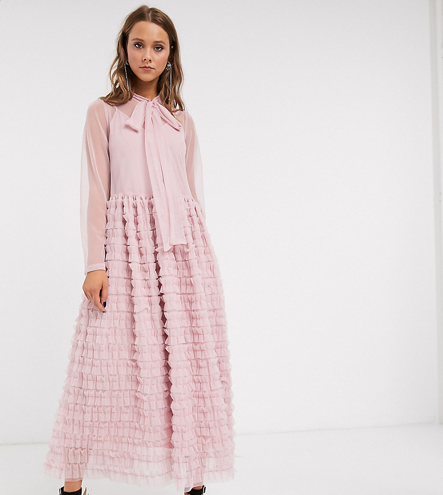Sister Jane oversized maxi smock dress with full skirt in tiered tulle-Pink