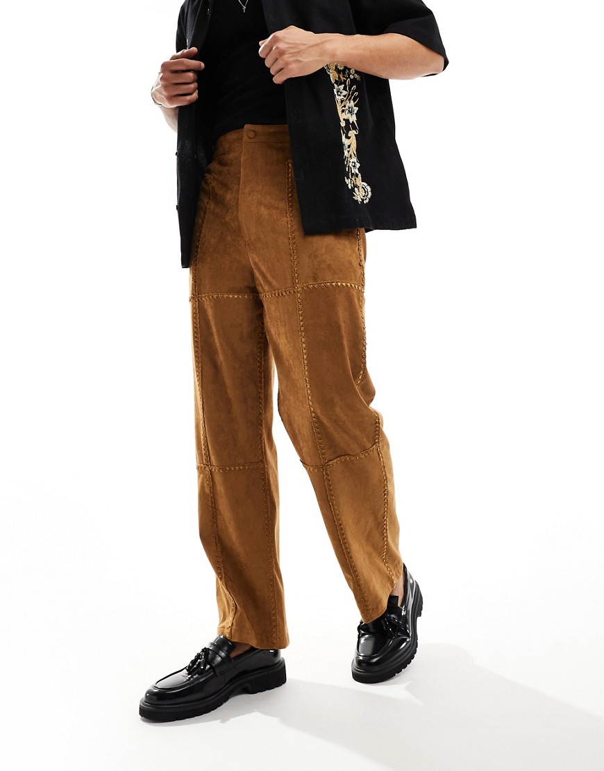 Sister Jane patchwork trousers in brown