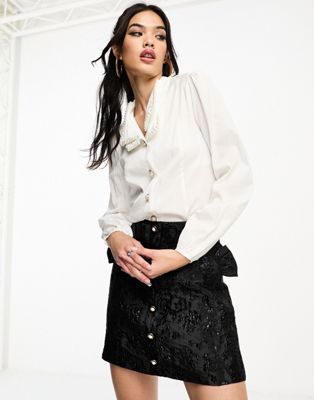 Sister Jane pearl embellished blouse in white