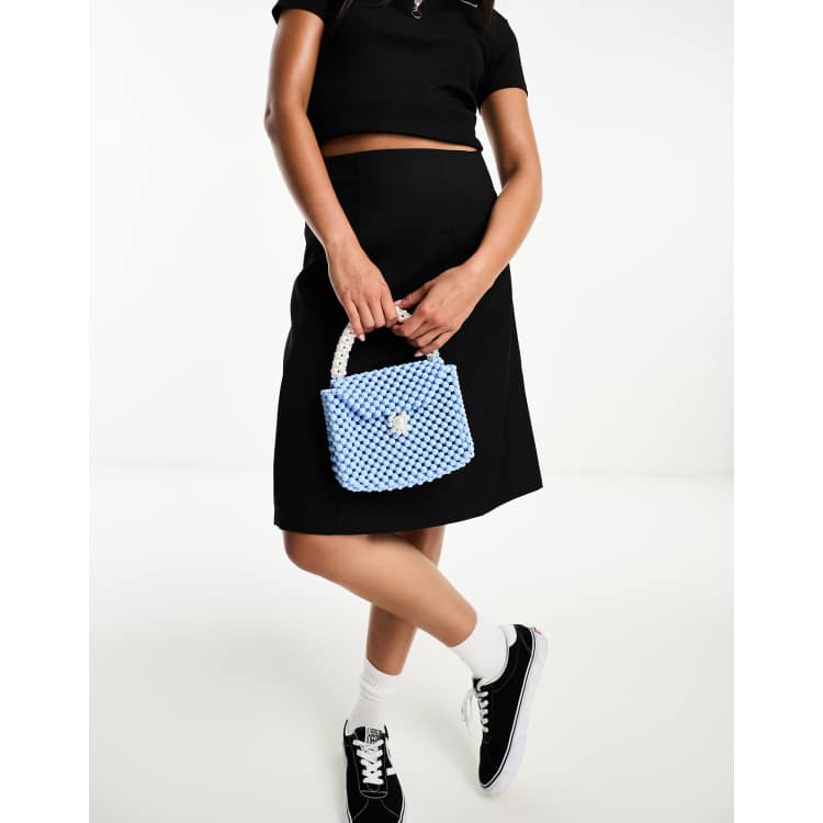 Sister Jane pearl embellished mini bag in blue | ASOS