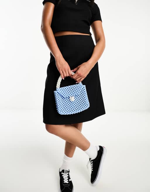 Sister Jane pearl embellished mini bag in blue