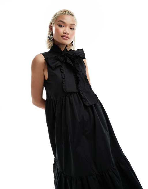 sister jane – Peggy – Ärmelloses Midikleid in Schwarz mit Schleife, 2 von 4
