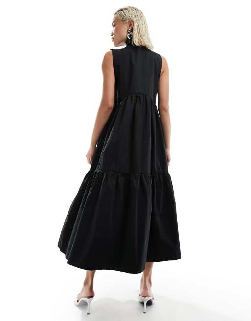 Sister Jane - Peggy - Vestito midi nero senza maniche con fiocco, 3 di 4