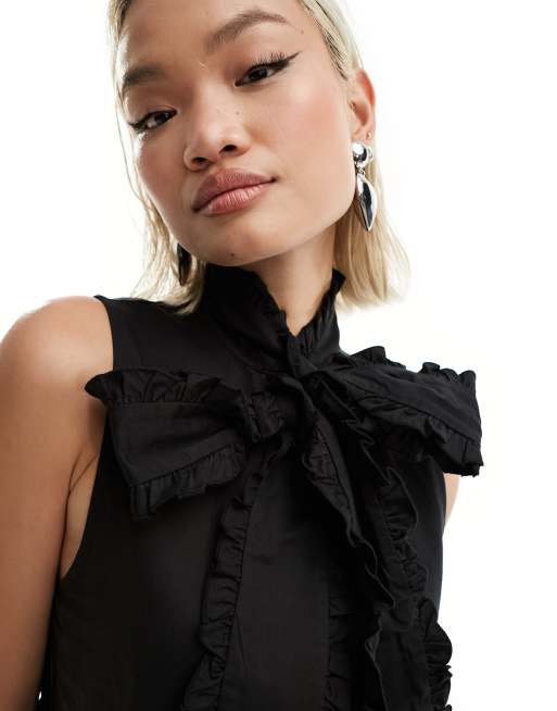 Sister Jane - Peggy - Vestito midi nero senza maniche con fiocco, 4 di 4