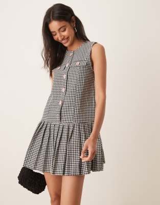 Sister Jane Petal Houndstooth Mini Dress