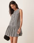 [sister jane] Sister Jane Petal Houndstooth mini dress in mono-Multi S Houndstooth