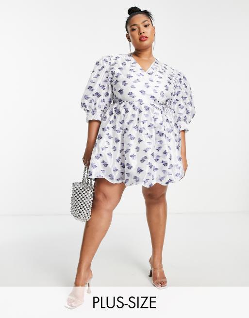 Sister Jane Plus mini wrap dress in blue floral