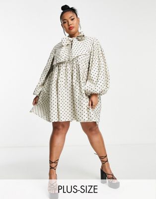 Sister Jane Plus puff sleeve mini dress with bow in heart print - ASOS Price Checker
