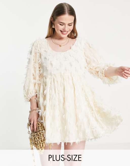 Sister Jane Plus - Robe courte texturée à encolure dégagée - Blanc