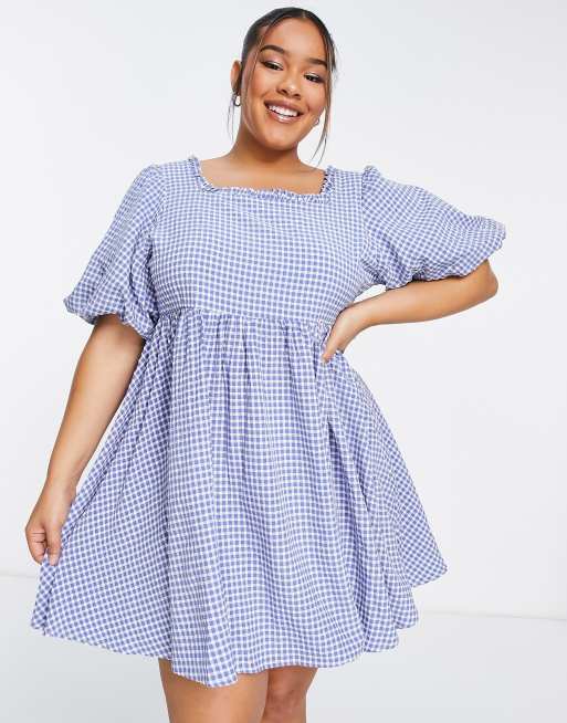 Plus size outlet gingham print dress