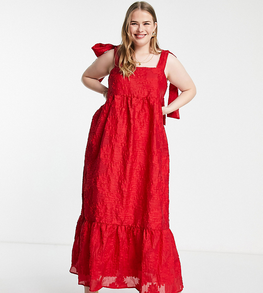 Plus-size dress by sister jane A round of applause for the dress Square neck Tie straps Zip-back fastening Regular fit