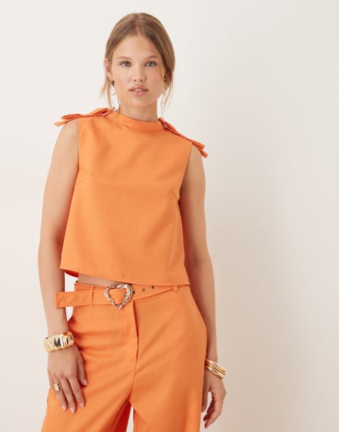 Sister Jane bow detail top in orange