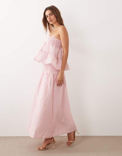 Sister Jane Prim organza shirred waist maxi skirt co-ord in light pink - view 1