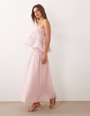 Sister Jane Prim Organza Shirred Waist Maxi Skirt In Pink